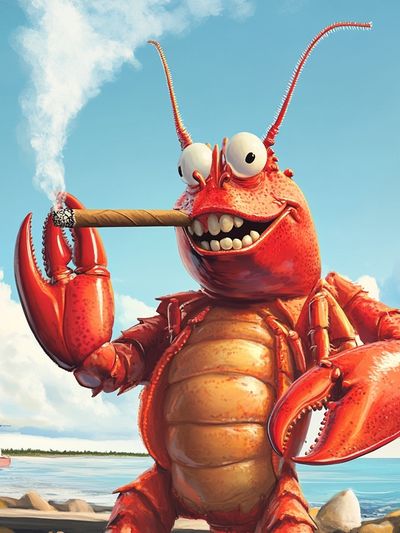 Smoking Lobster Beach Poster.