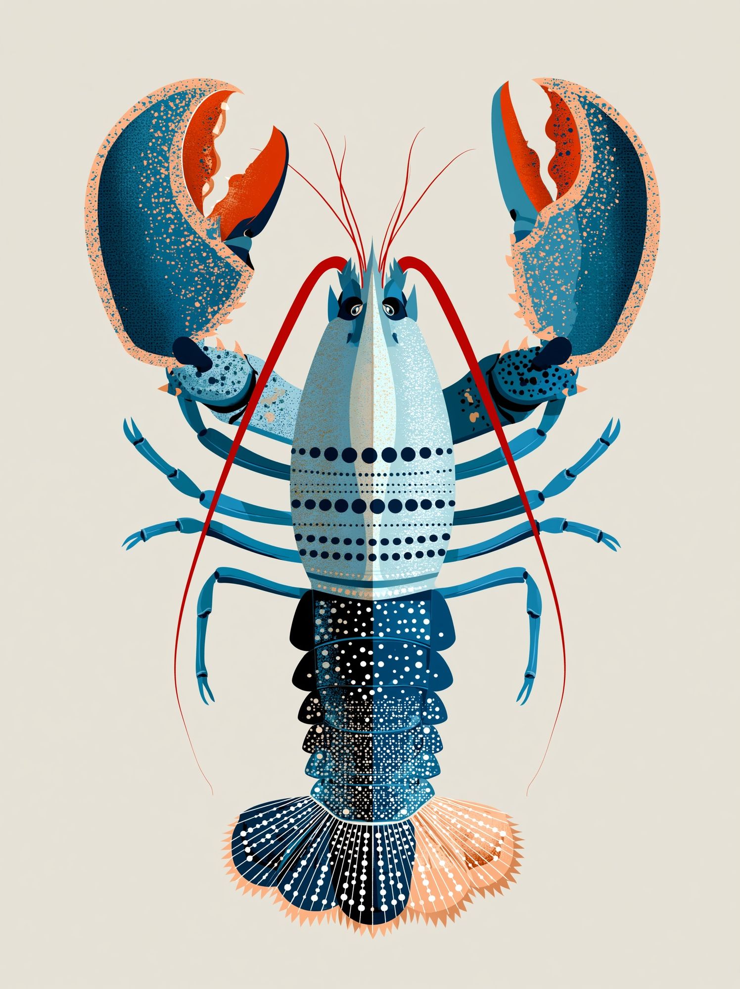 Blue Lobster Illustration Poster. poster detail