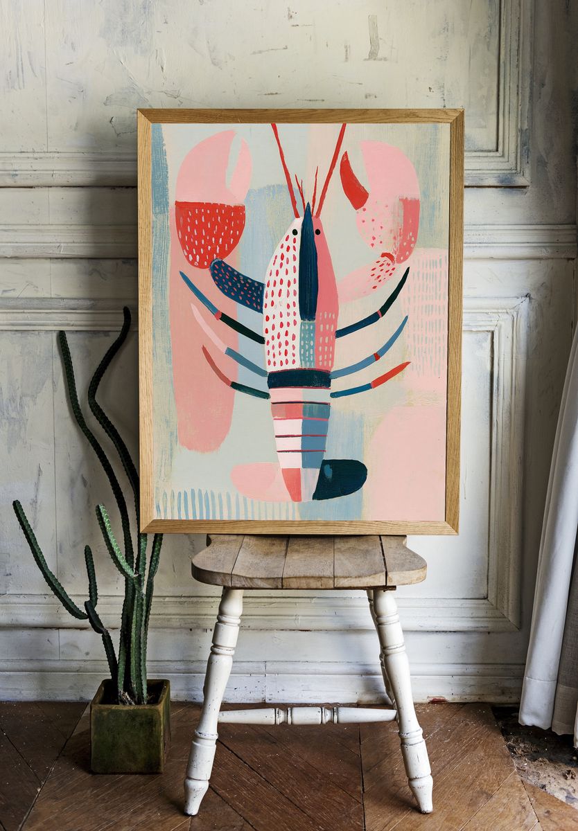 Abstract Lobster Illustration Poster. — room view 1