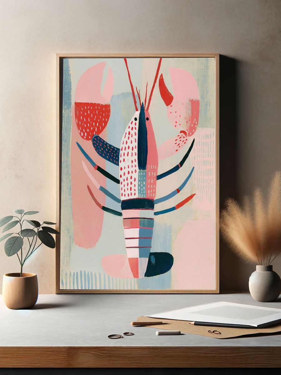 Abstract Lobster Illustration Poster. — room view 2
