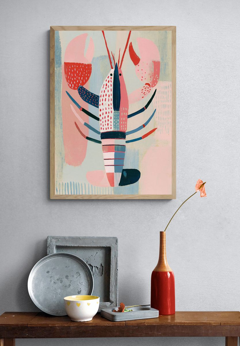 Abstract Lobster Illustration Poster. — room view 3