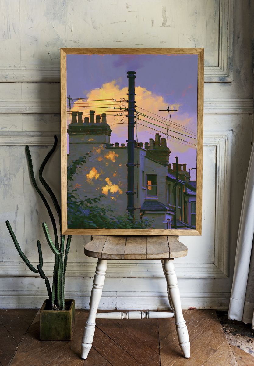 London Rooftops at Sunset Print. room preview