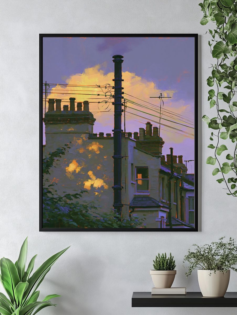 London Rooftops at Sunset Print. — room view 4