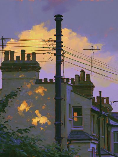 London Rooftops at Sunset Print. poster