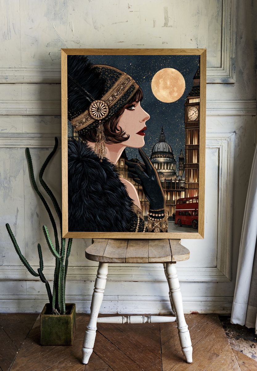 London Art Deco Woman Poster. — room view 1