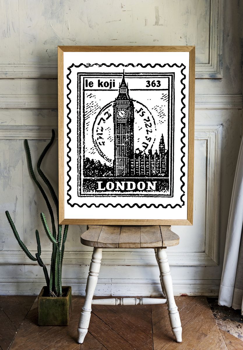 London Big Ben Vintage Print. — room view 1