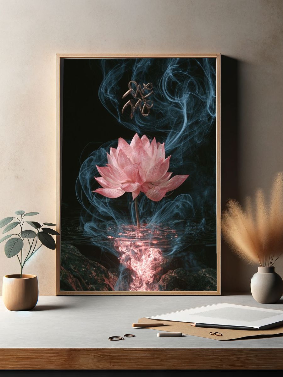 Lotus Smoke Surrealism Print. — room view 2