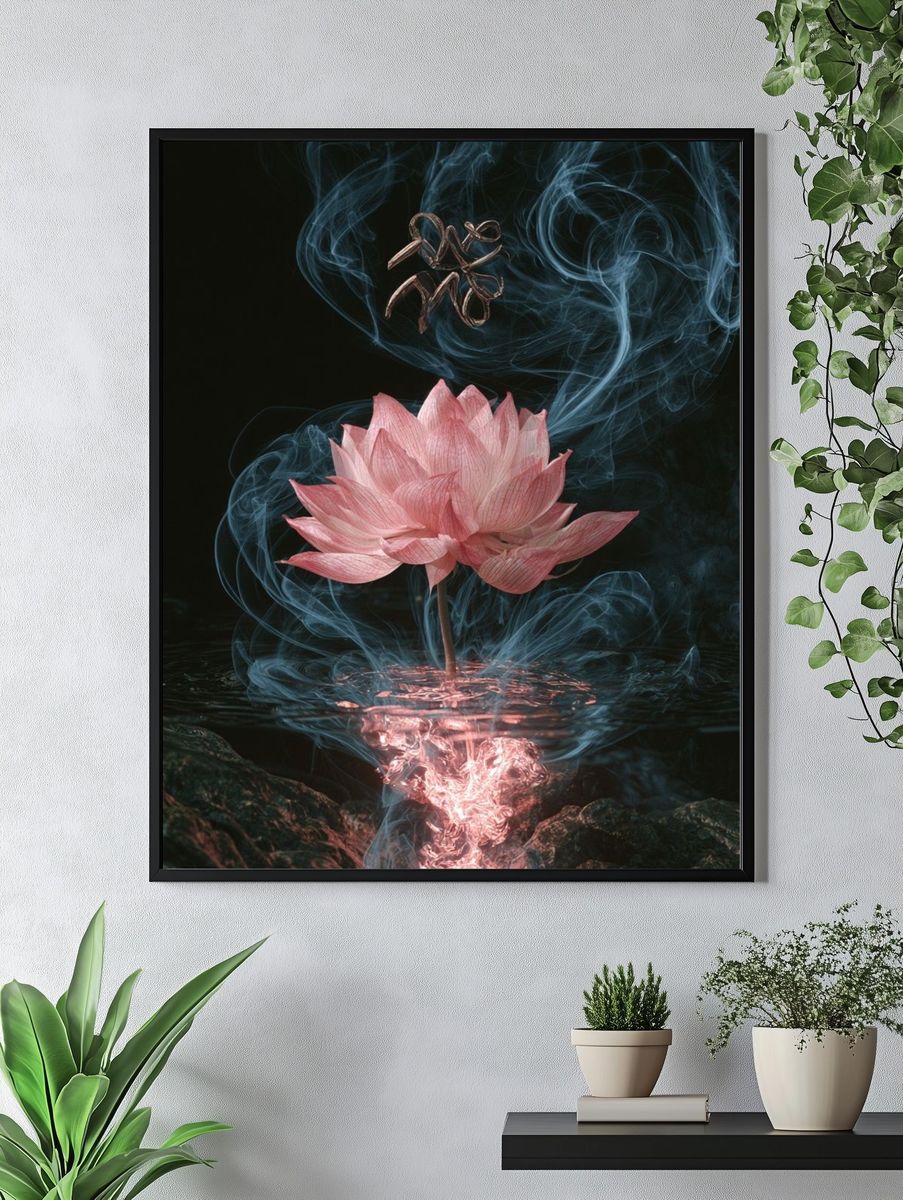 Lotus Smoke Surrealism Print. — room view 4