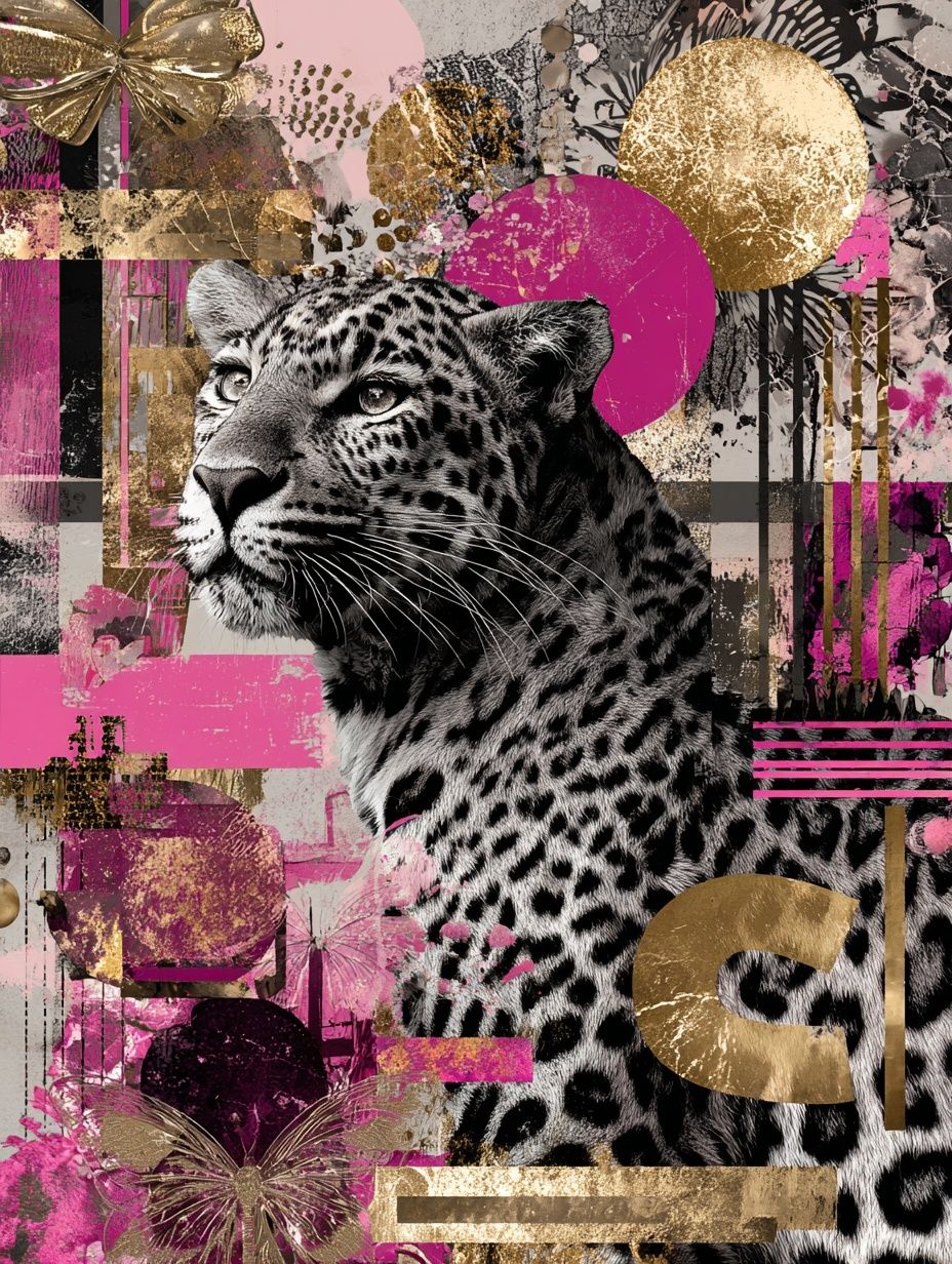 Leopard Glam Collage Poster. poster detail