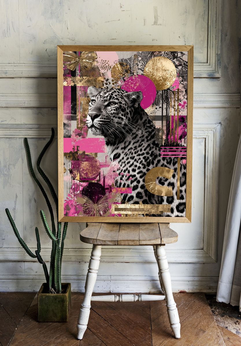 Leopard Glam Collage Poster room preview