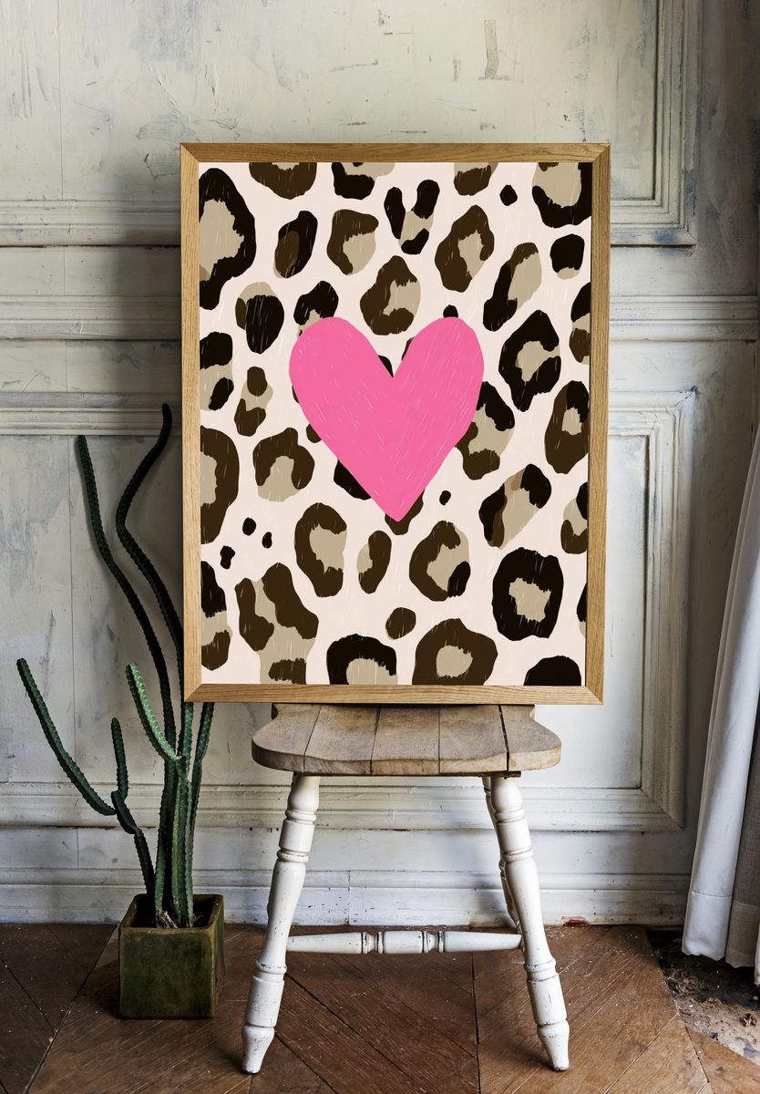 Leopard Print Heart Poster room preview