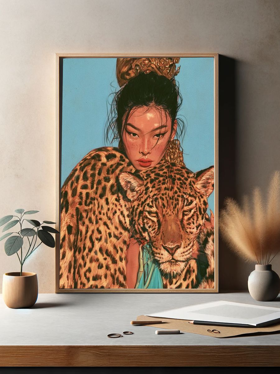 Leopard Portrait Illustration Poster. — room view 2