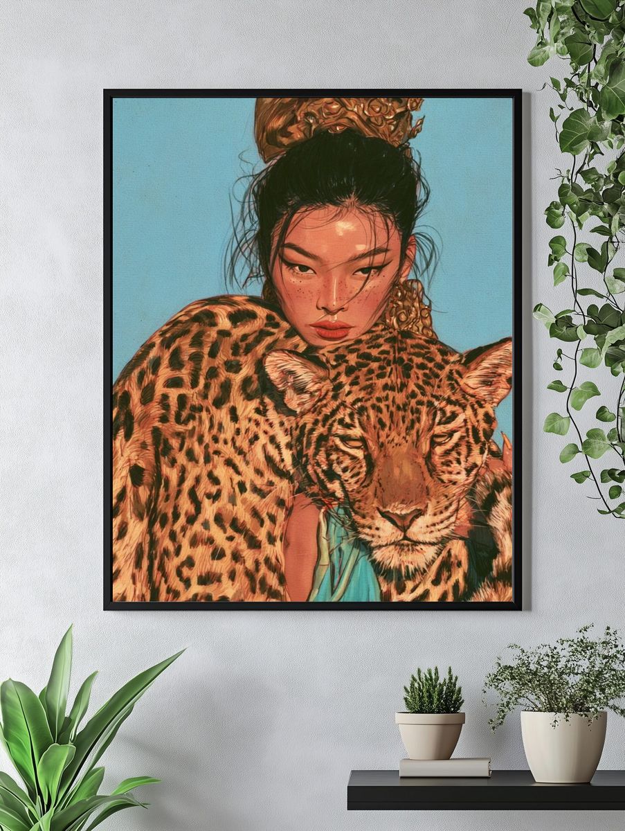 Leopard Portrait Illustration Poster. — room view 4