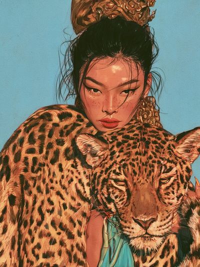Leopard Portrait Illustration Poster.