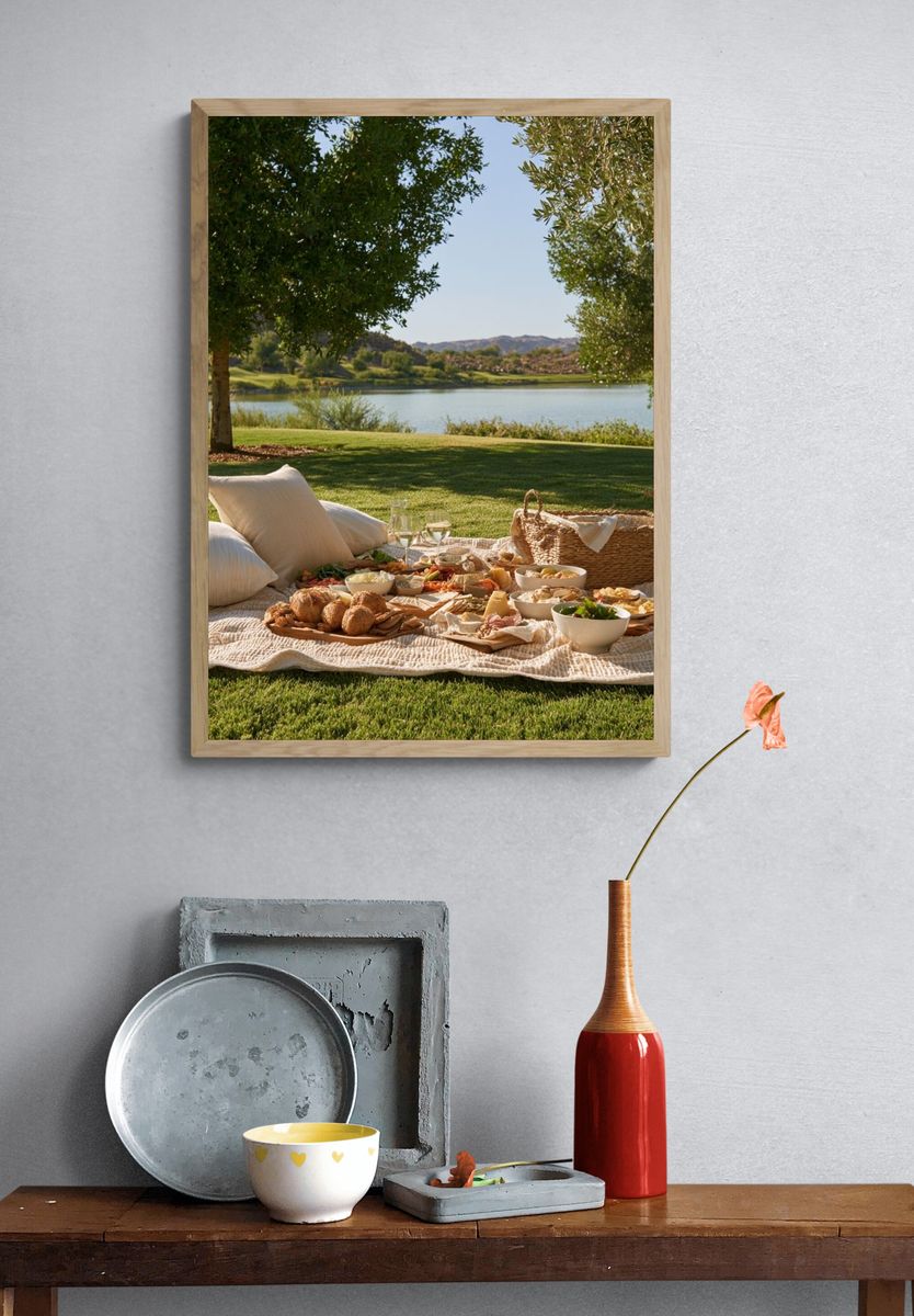 Lakeside Picnic Photography Poster. — room view 3