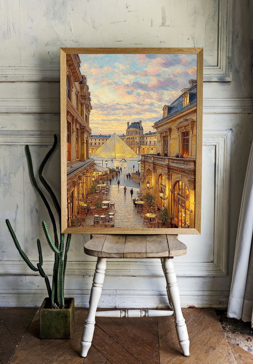 Louvre Pyramid at Sunset — Fine Art Print room preview