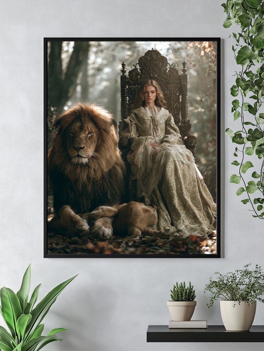Lion and Queen Fantasy Poster. — room view 4
