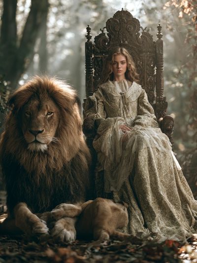 Lion and Queen Fantasy Poster. poster