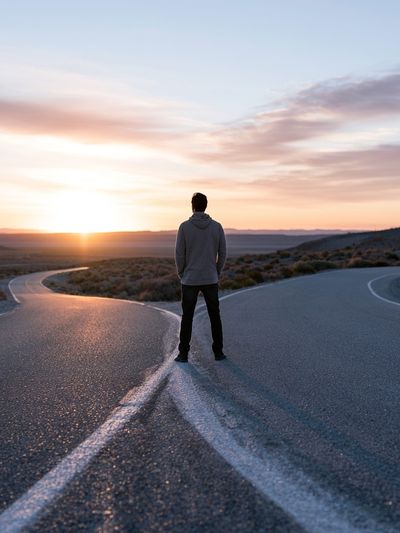 Lonely Road at Sunset Photography Poster.