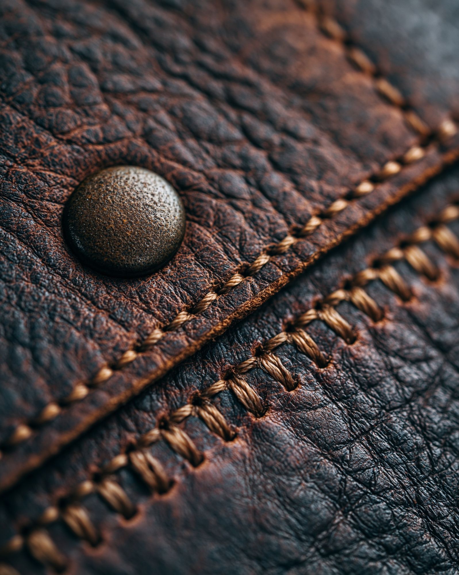 Leather Stitch Macro Photography Poster. poster — photography art