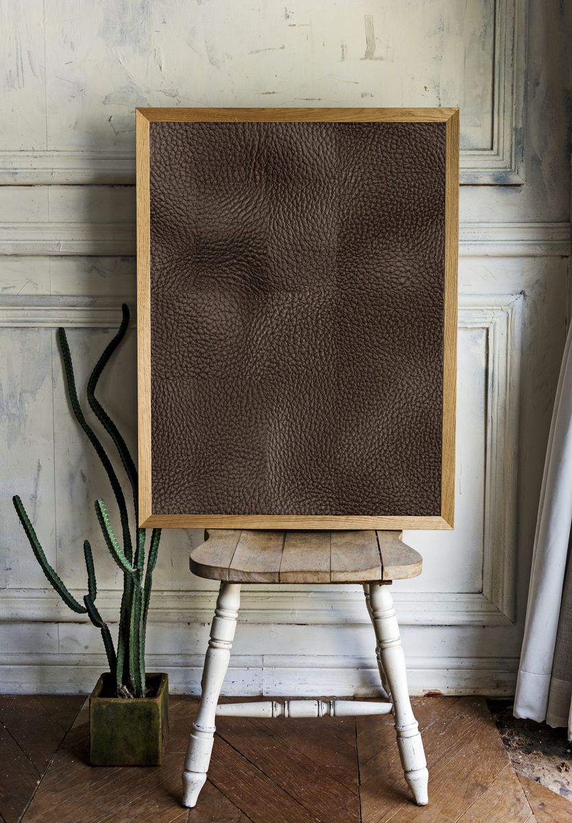 Brown Leather Texture Print. — room view 1
