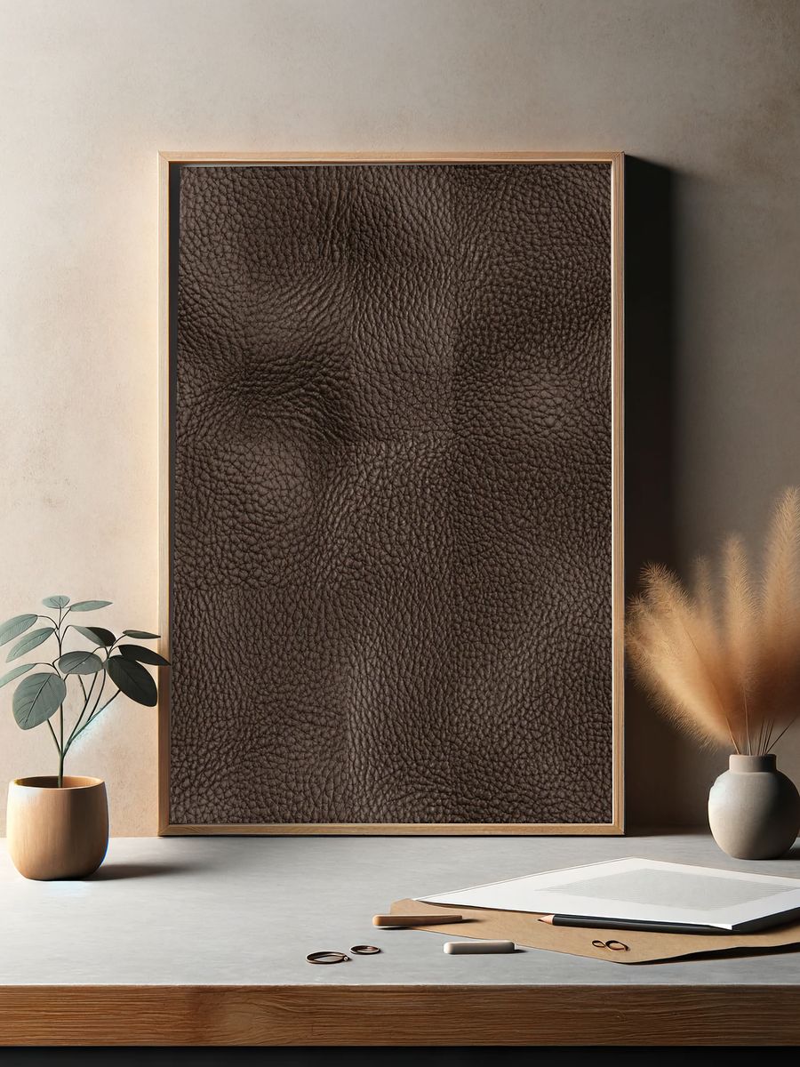 Brown Leather Texture Print. — room view 2