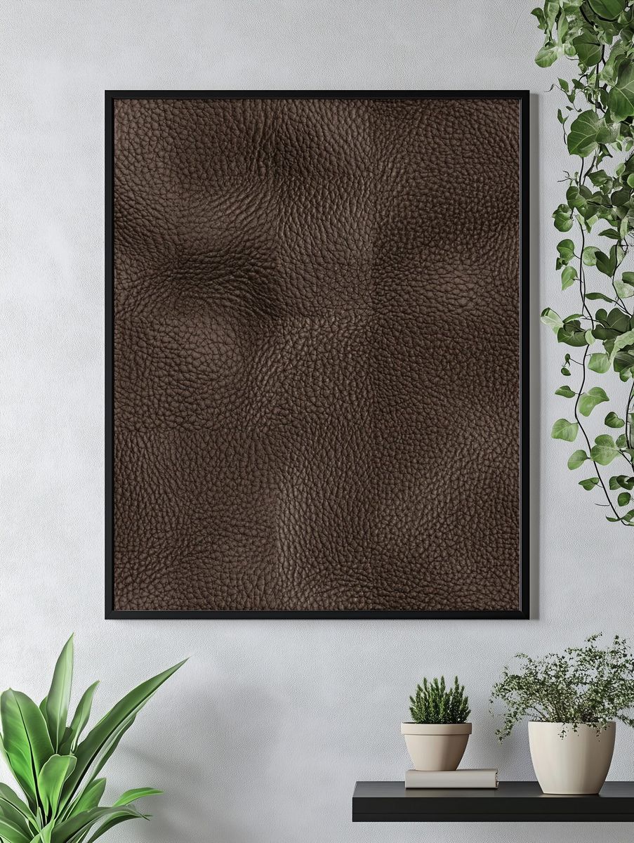 Brown Leather Texture Print. — room view 4