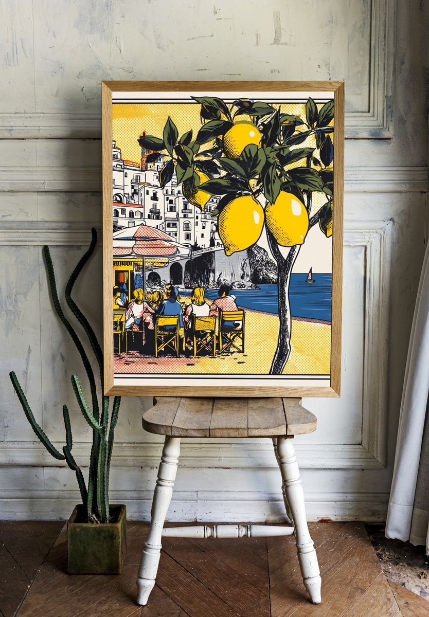 Lemon Tree Beach Scene Poster. — room view 1