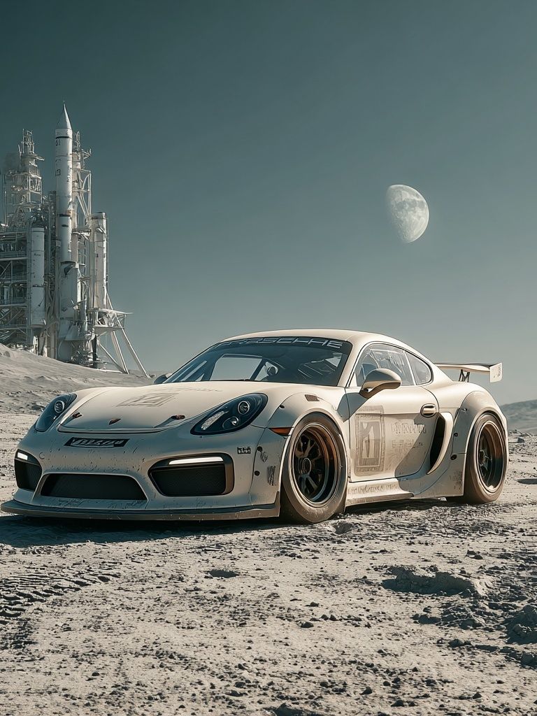 Lunar Porsche Sci-Fi Print. poster detail