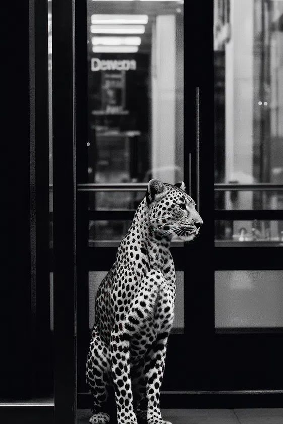 Leopard in Urban Setting — Photography Print. poster — photography art