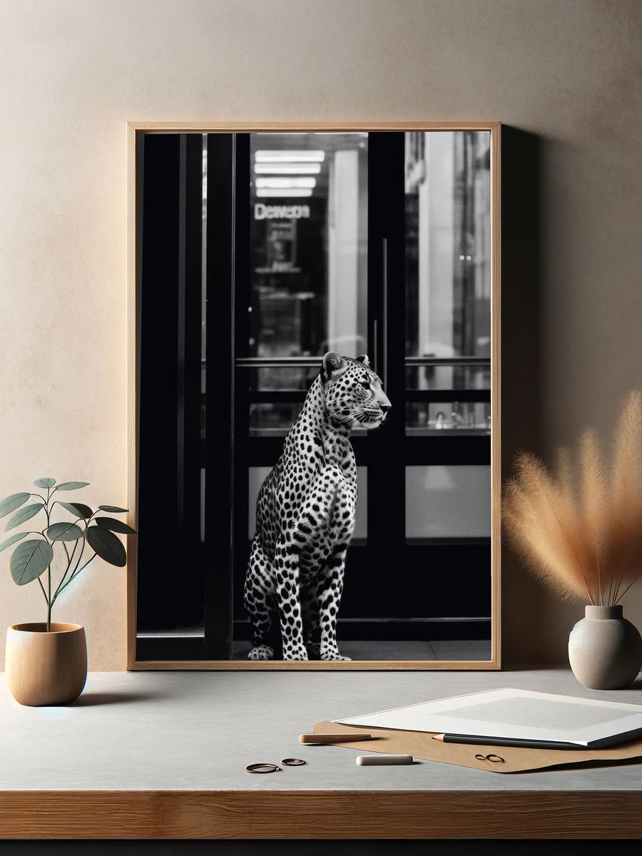 Leopard in Urban Setting — Photography Print. — room view 2