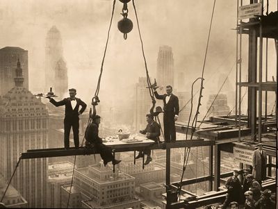 Waldorf Astoria construction, iconic photography. poster