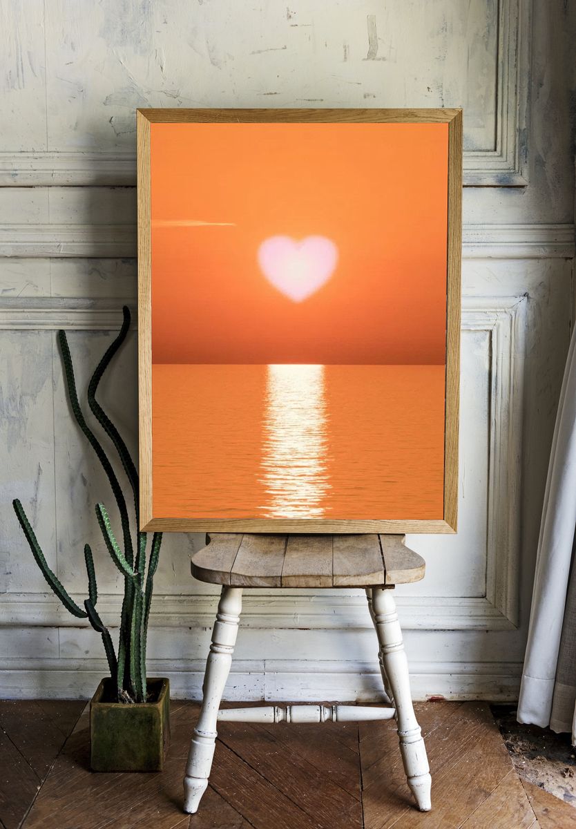 Heart-Shaped Sunset — Love Romantic Print. — room view 1