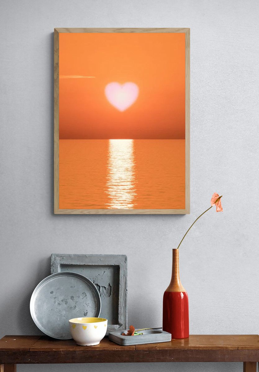 Heart-Shaped Sunset — Love Romantic Print. — room view 3