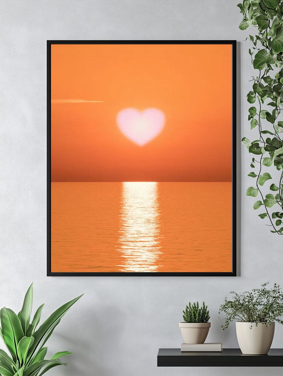 Heart-Shaped Sunset — Love Romantic Print. — room view 4
