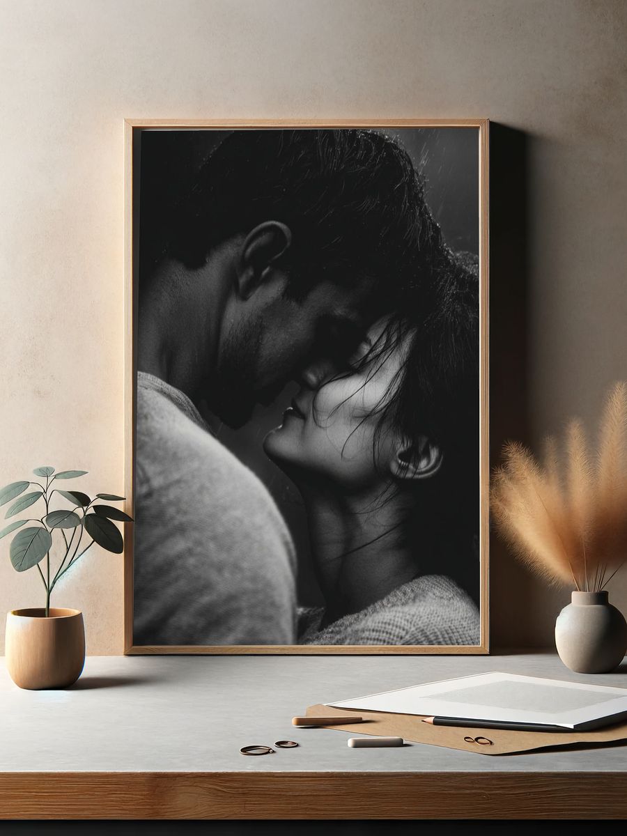 Intimate Embrace — Black-White Print. — room view 2