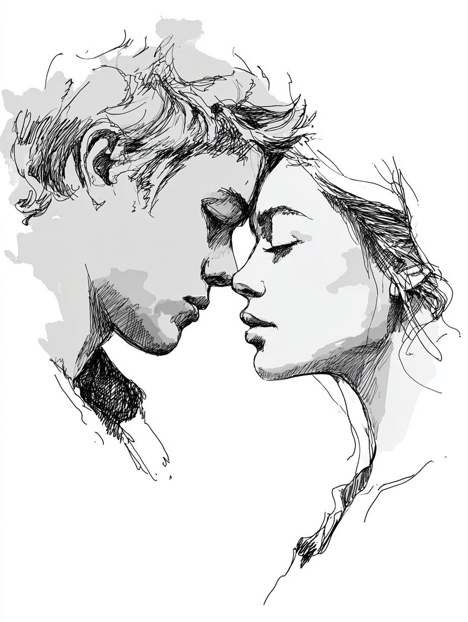 Lovers Embrace — Illustration Print. poster detail
