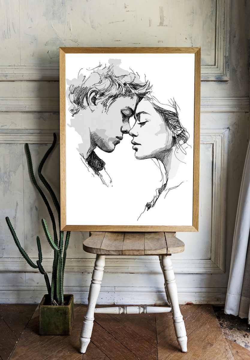 Lovers Embrace — Illustration Print room preview