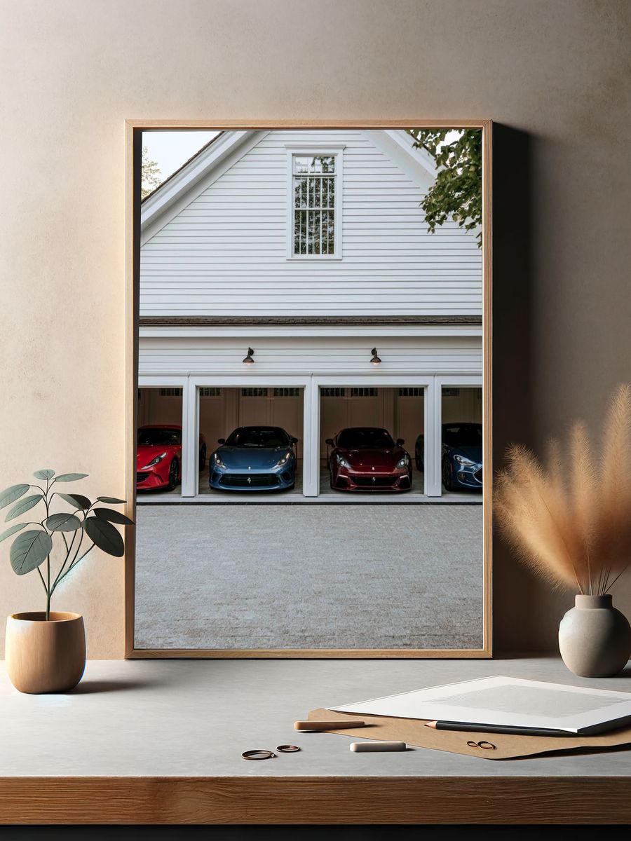 Luxury Sports Cars Garage Photography Poster. — room view 2