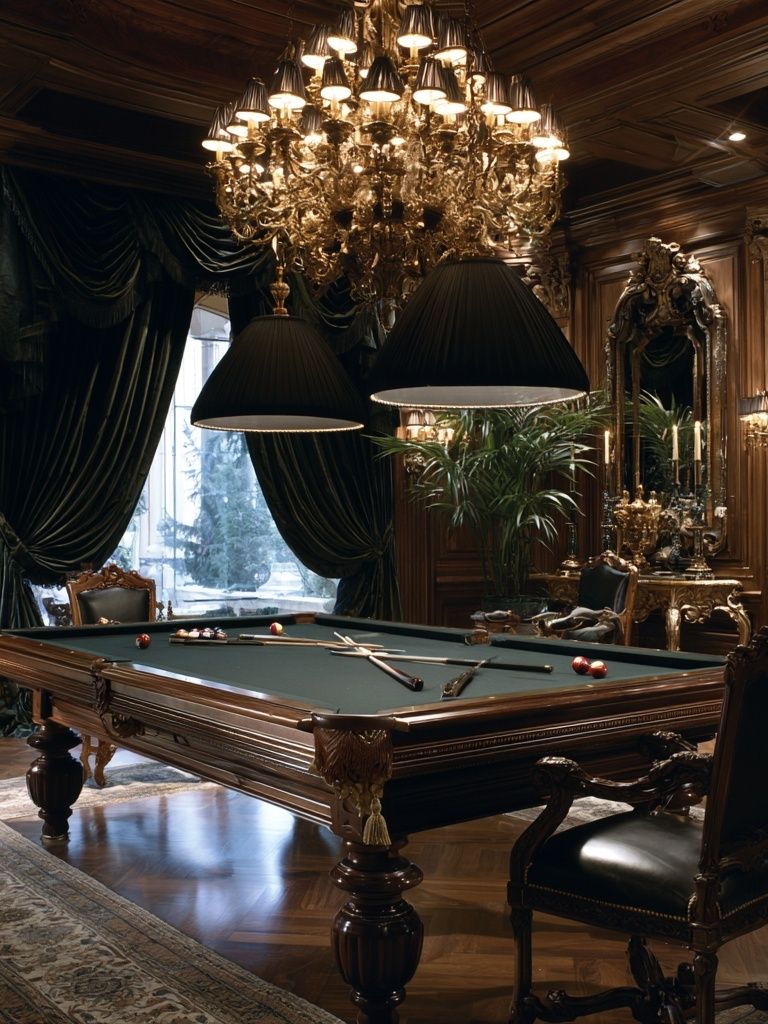 Luxury Billiard Room Photography Poster. poster detail