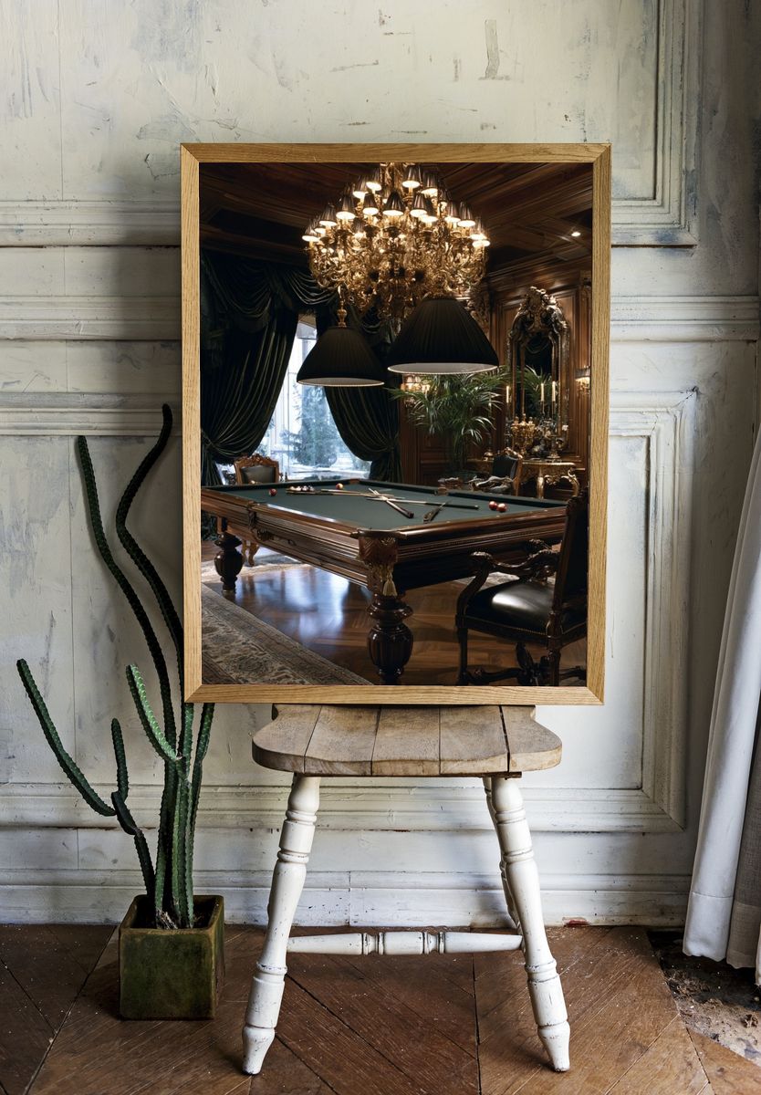 Luxury Billiard Room Photography Poster. — room view 1