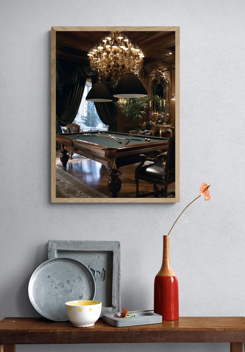 Luxury Billiard Room Photography Poster. — room view 3