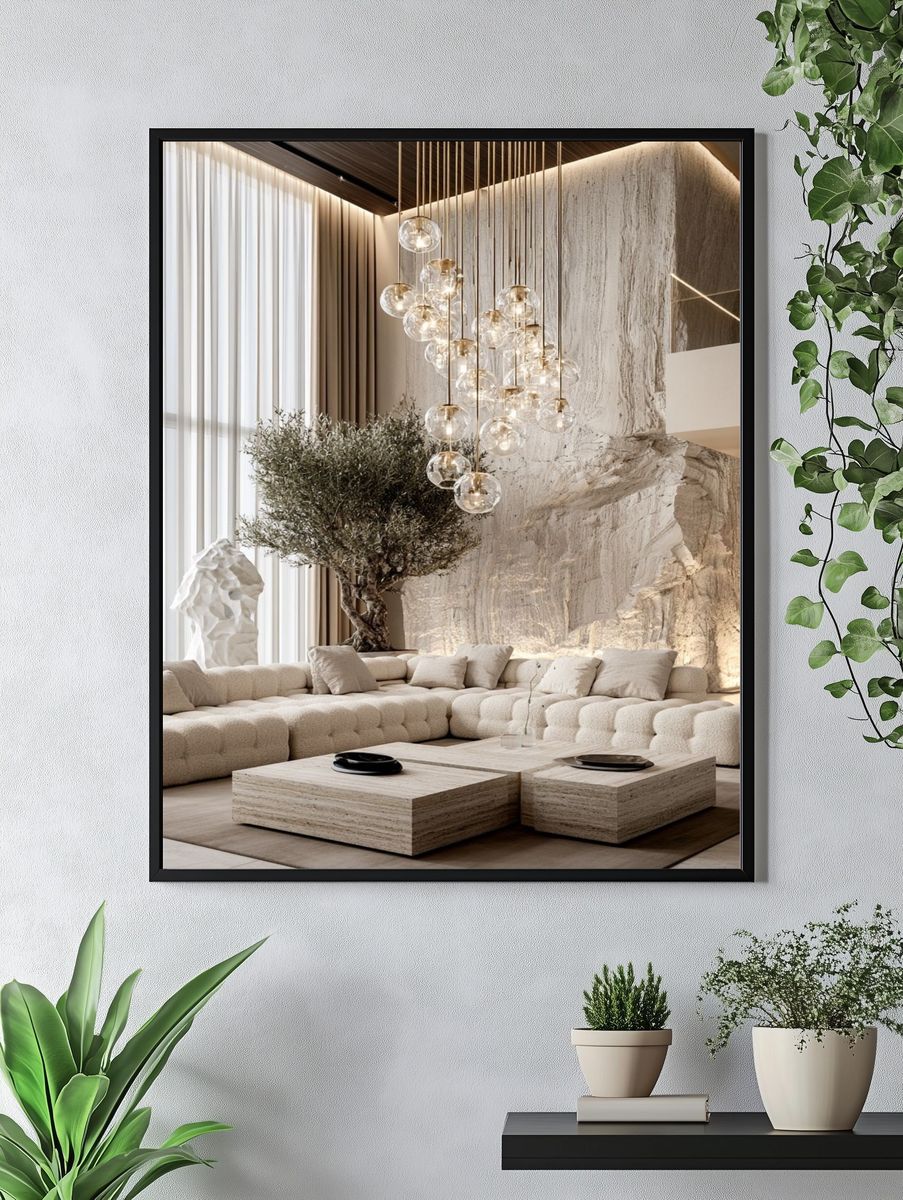 Luxury Neutral Living Room Photography Poster. — room view 4