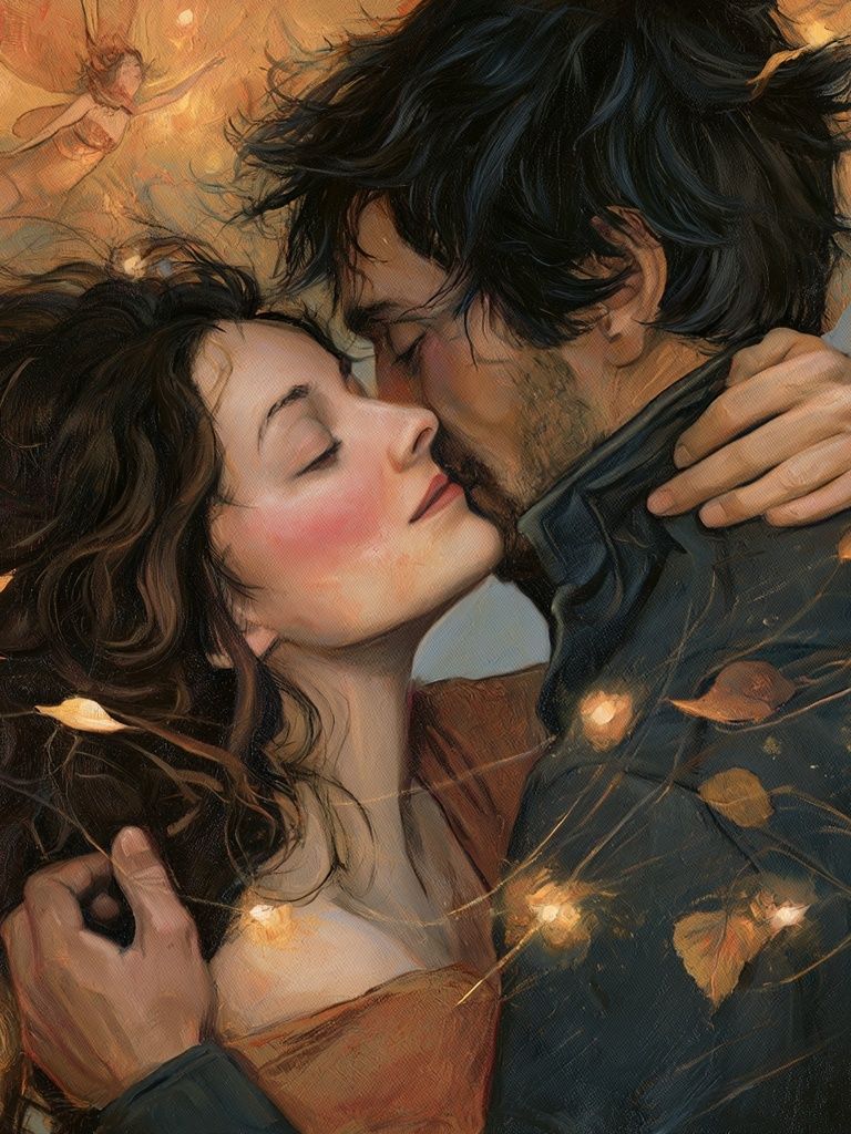 Autumn Kiss Romantic Print. poster — love-romantic art
