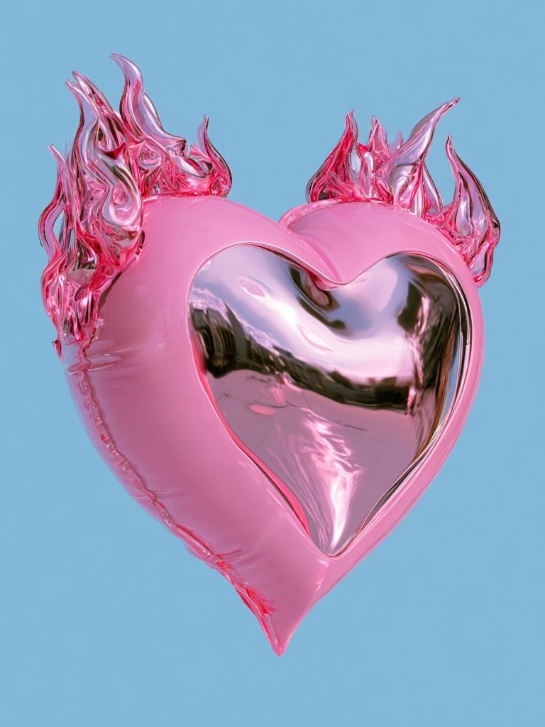 Flaming Pink Heart Typography Print. poster — love-romantic art