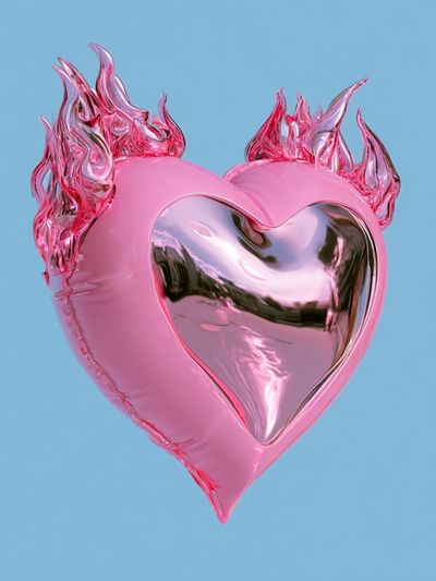 Flaming Pink Heart Typography Print. poster