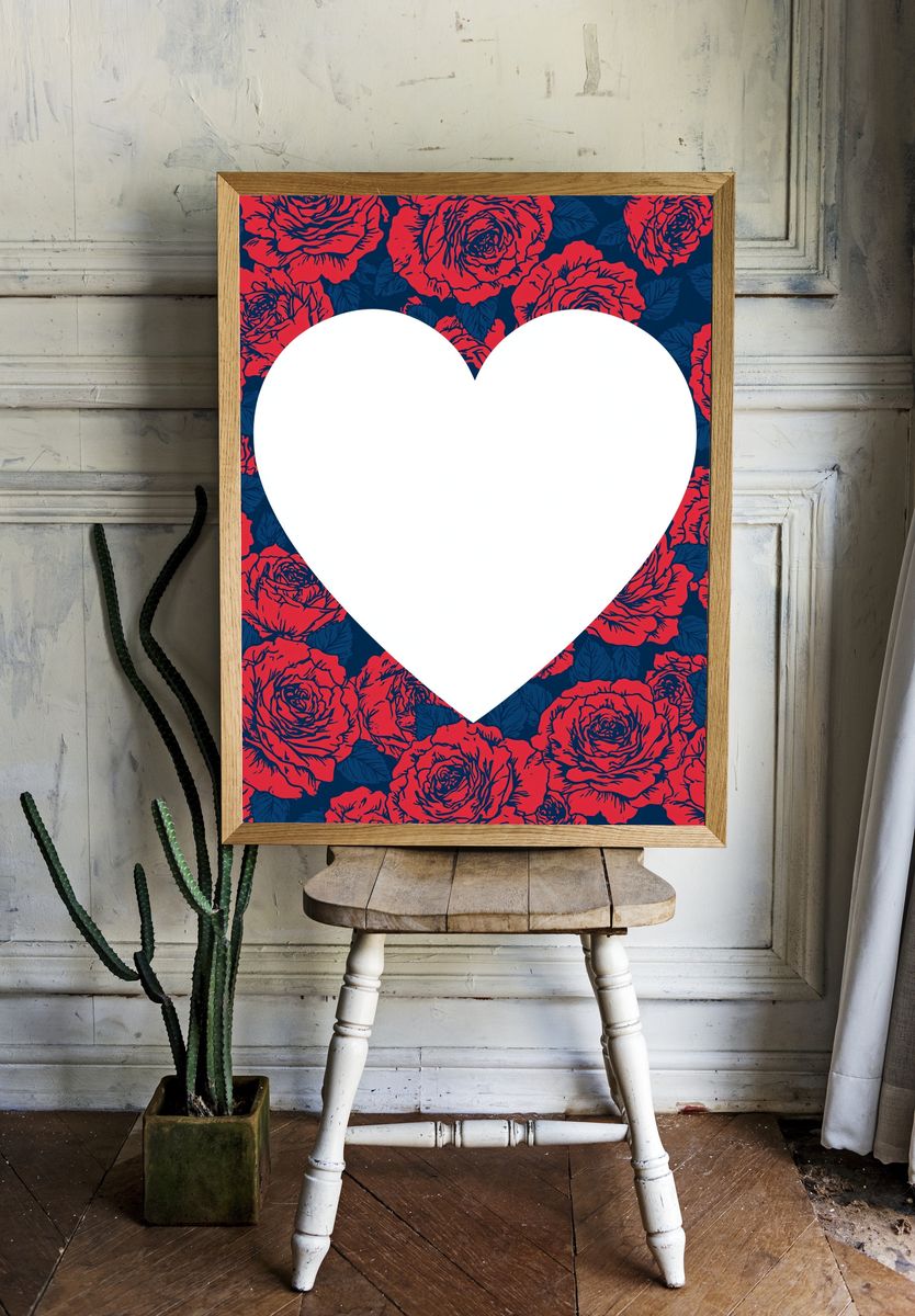 Floral Heart Love Print. — room view 1