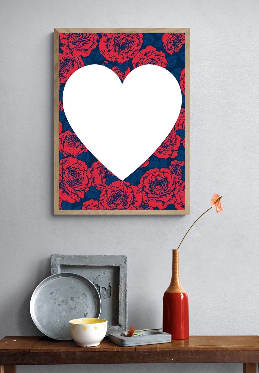 Floral Heart Love Print. — room view 3