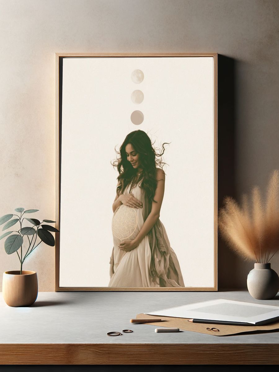 Pregnant Woman Moon Phase Print. — room view 2