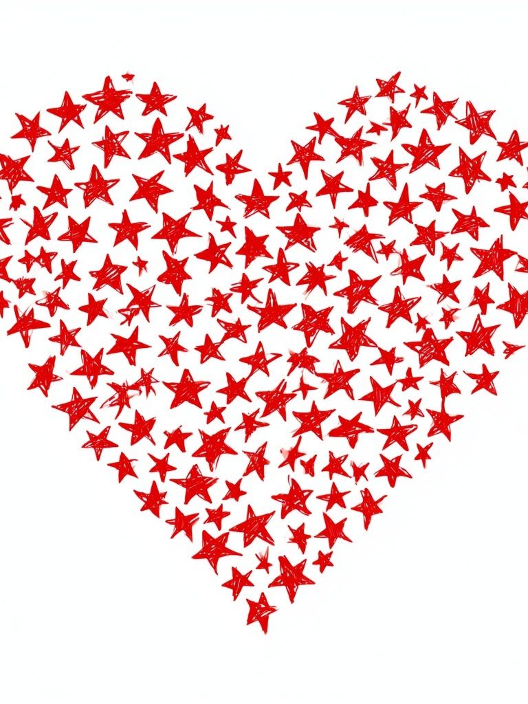 Red Star Heart Typography Print. poster — love-romantic art